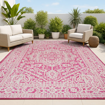 Sinjuri Medallion Textured Weave Indoor/outdoor Area Rug